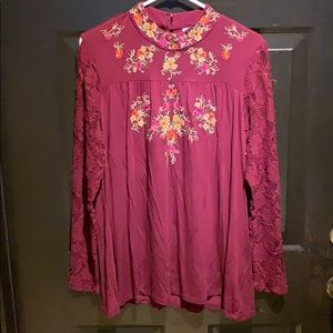 Embroidered Long Sleeve with Lace Sleeves